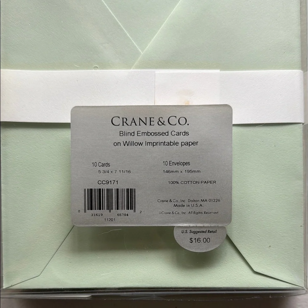 Crane & Co. Imprintable Flat Cards - Soft Mint Green